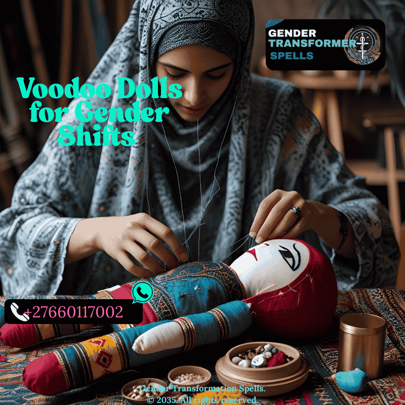 Nonbinary person sewing a ritual doll with sacred items (1)