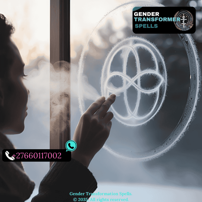 Person tracing a sigil onto a mirror with misty breath or oil.
