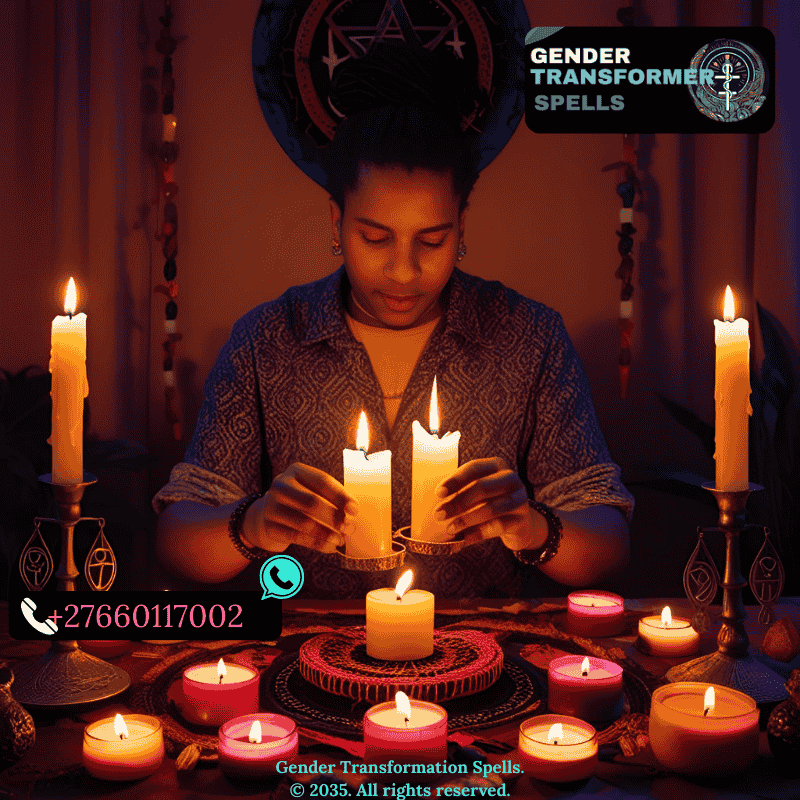 Queer person performing voodoo candle ritual at altar