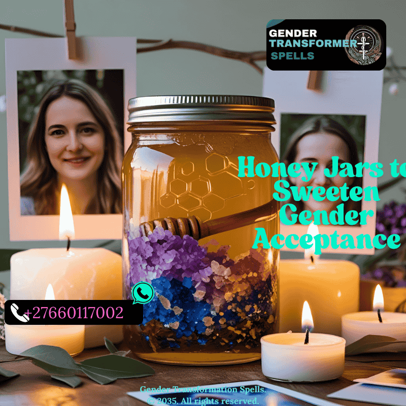 honey jar ritual for gender acceptance surrounded by candles and photos