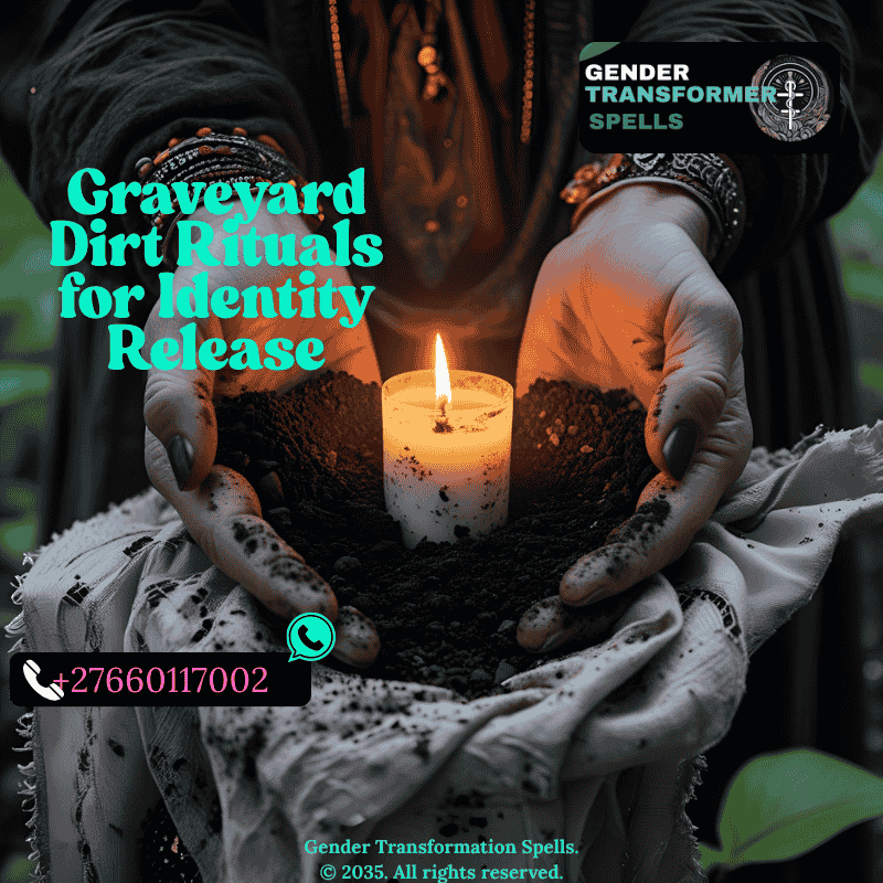 Hands holding graveyard dirt over candle-lit ritual cloth