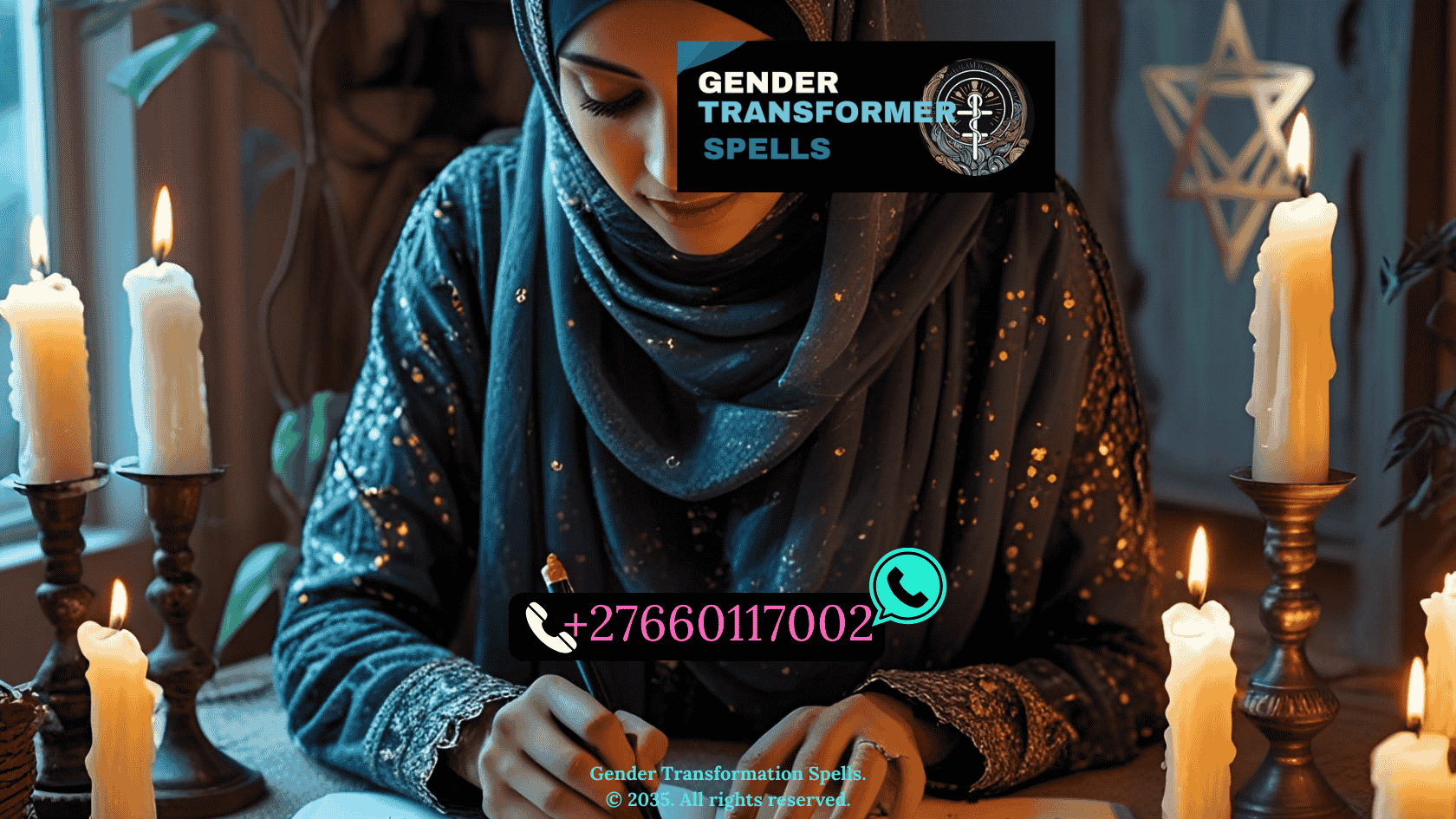 Individual engaged in automatic writing, surrounded by candles and spiritual symbols, symbolizing introspection and clarity. (2)