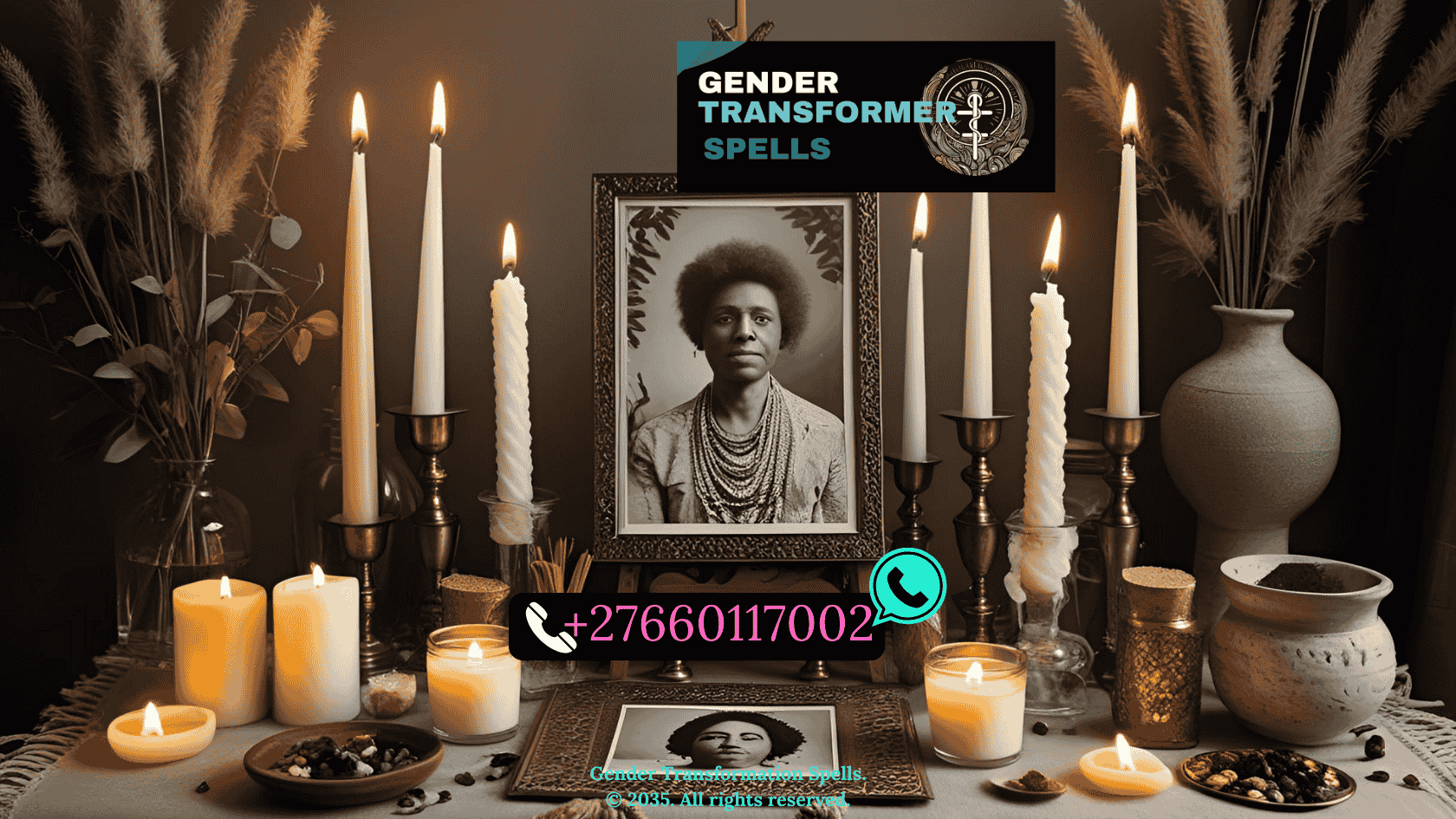 ancestor altar setup for gender healing with candles, photos, and offerings (1)
