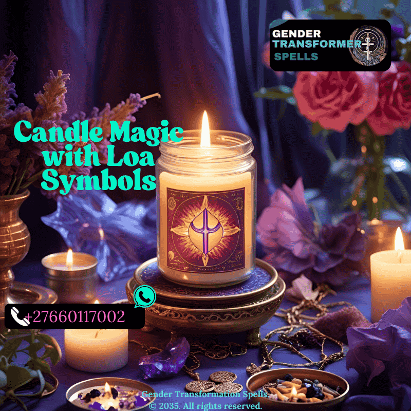 candle magic with Loa veves and ritual setup for gender affirmation