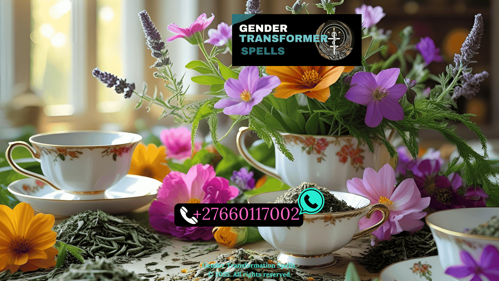 herbal blends for feminine energy with flowers and teacups