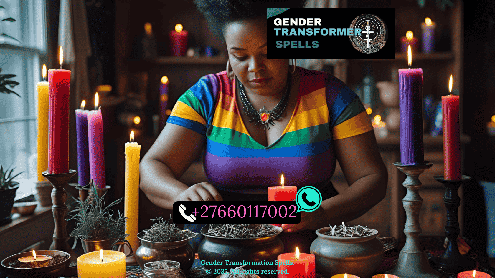 queer practitioner working at a Hoodoo altar with candles, herbs, and pride-colored offerings (1)