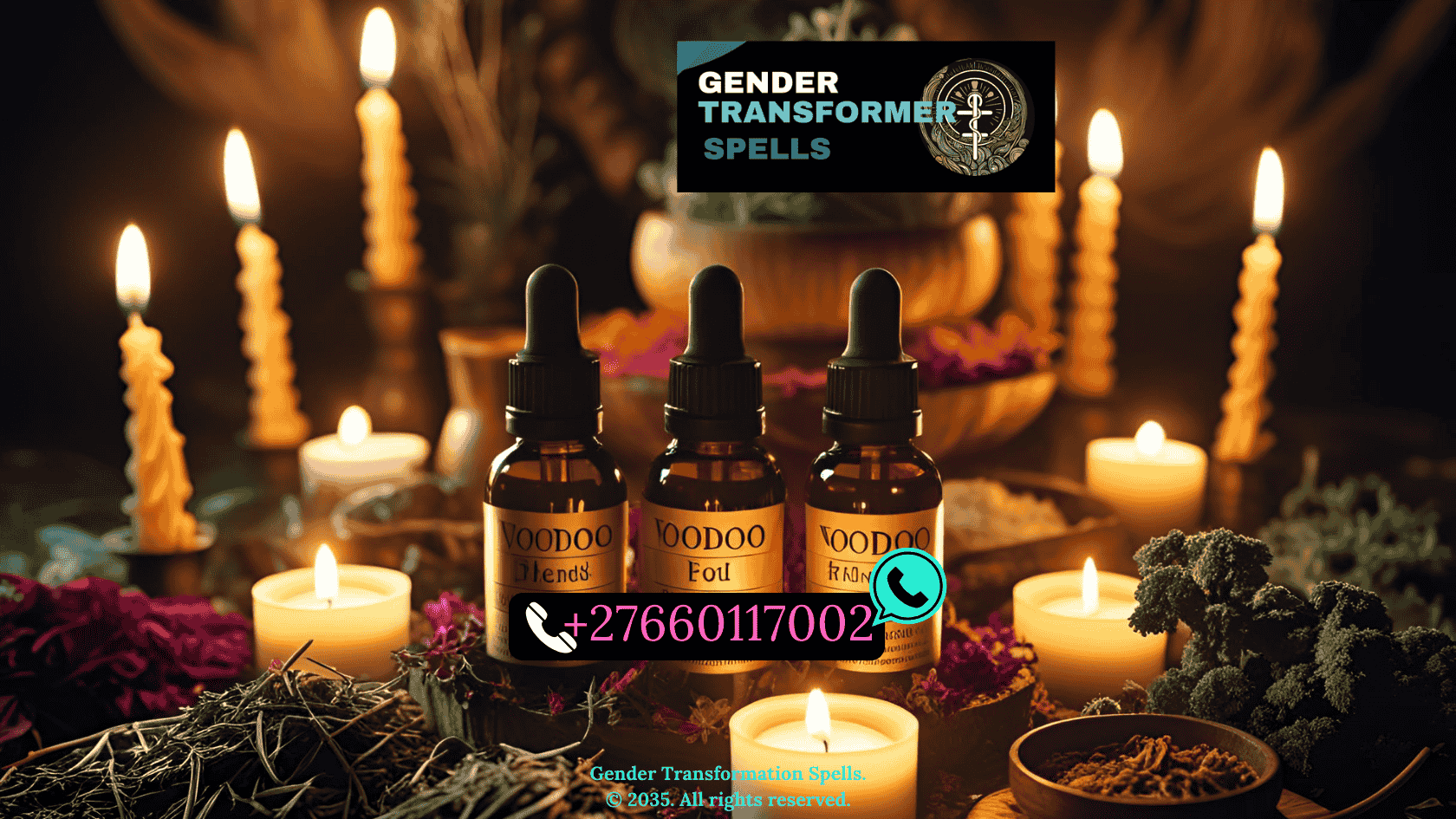 ritual voodoo oil blends for body changes on altar with herbs and candles (1)
