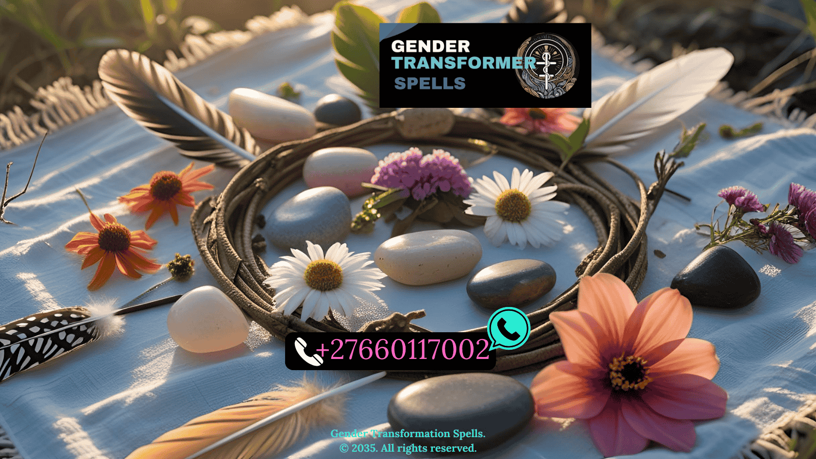 ritual with natural objects using feathers, flowers, and stones arranged on a sacred cloth for gender affirmation (2)