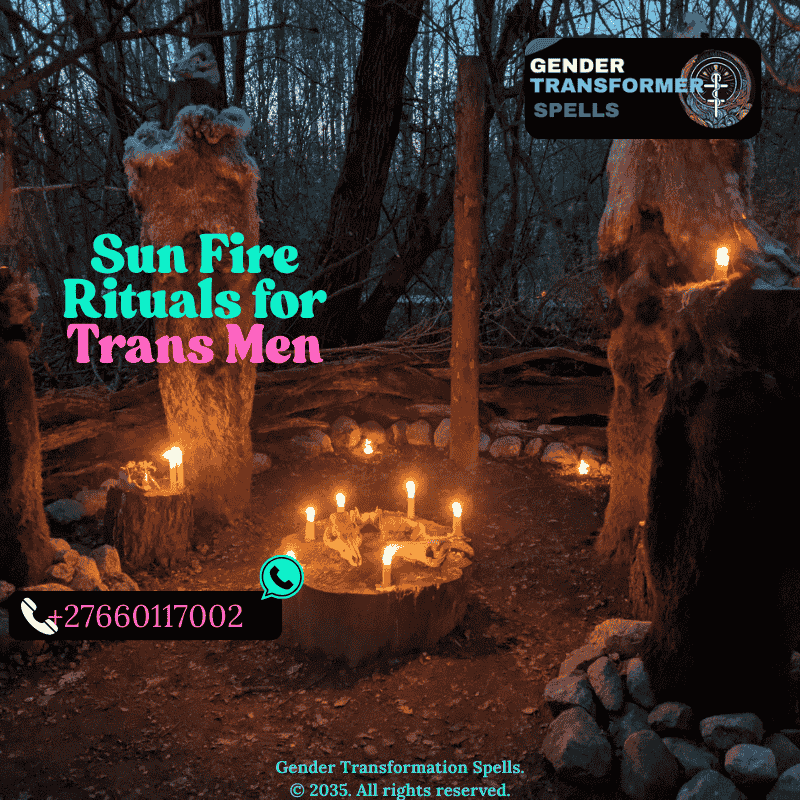 sun fire rituals for trans men with sacred fire altar and golden sunrise
